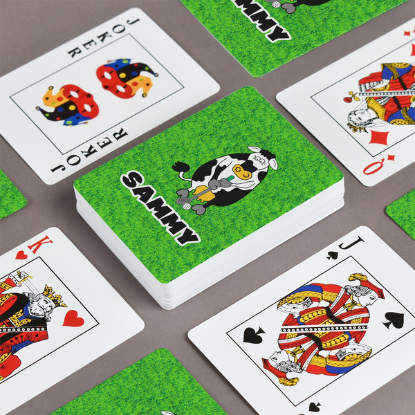 Cow Golfer Playing Cards - Front & Back View