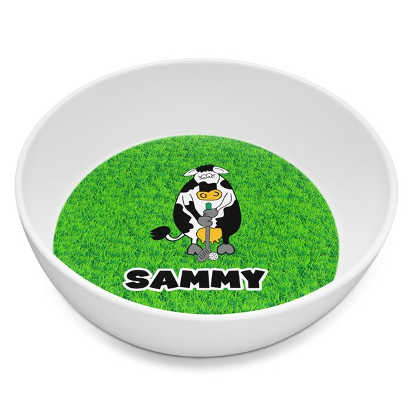 Custom Cow Golfer Melamine Bowl - 8 oz (Personalized)