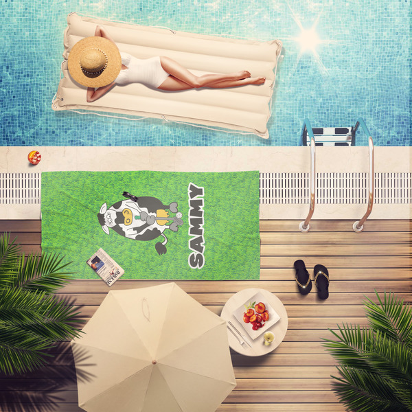 Cow Golfer Pool Towel Lifestyle