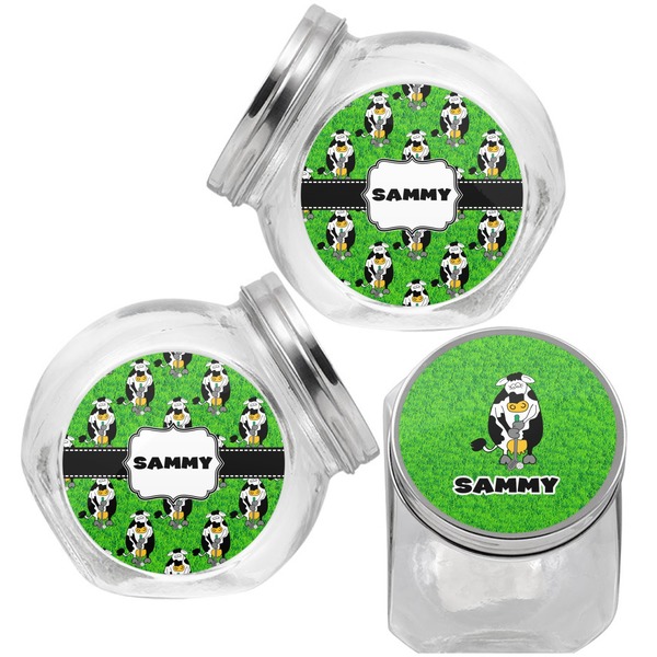 Cow Golfer Puppy Treat Jar - Top Left Right