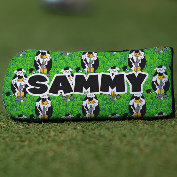 Custom Cow Golfer Blade Putter Cover (Personalized)