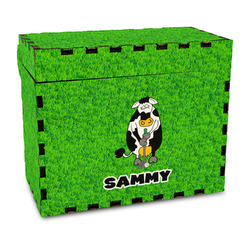Cow Golfer Wood Recipe Box - Full Color Print (Personalized)