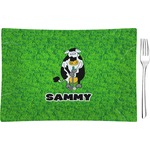 Cow Golfer Rectangular Glass Appetizer / Dessert Plate - Single or Set (Personalized)