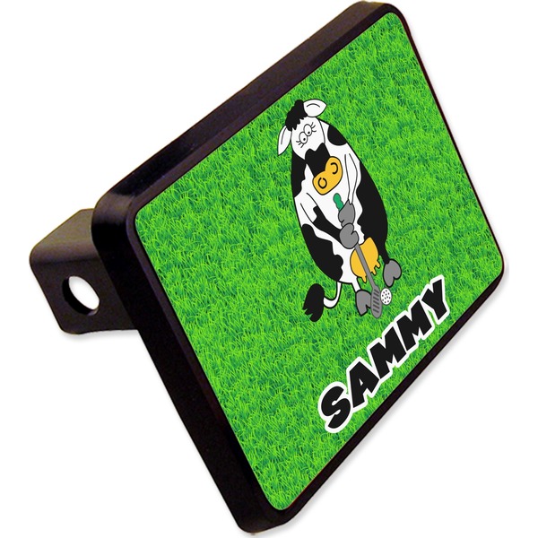 Custom Cow Golfer Rectangular Trailer Hitch Cover - 2" (Personalized)