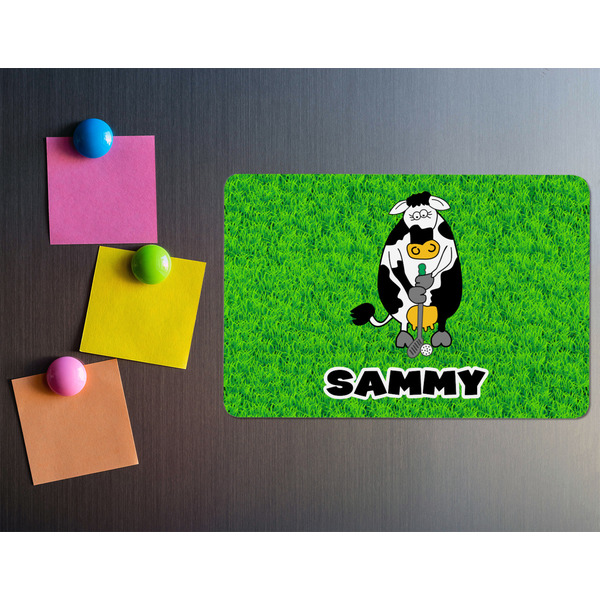 Cow Golfer Rectangular Fridge Magnet - LIFESTYLE