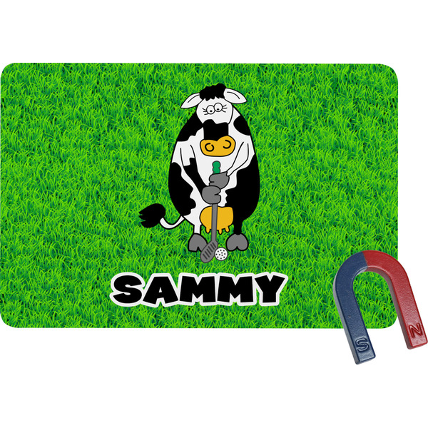 Custom Cow Golfer Rectangular Fridge Magnet (Personalized)