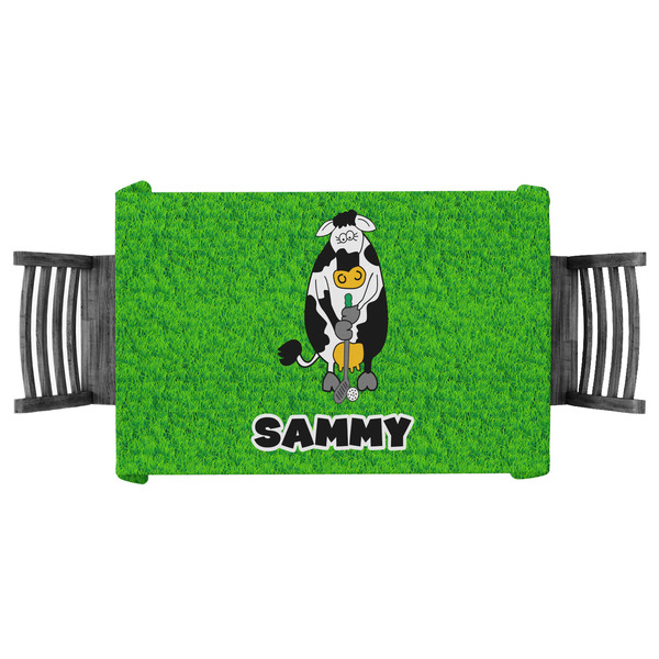 Custom Cow Golfer Tablecloth - 58"x58" (Personalized)