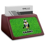 Cow Golfer Red Mahogany Business Card Holder (Personalized)