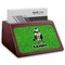 Cow Golfer Red Mahogany Business Card Holder - Angle