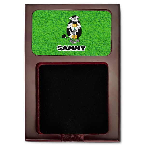 Cow Golfer Red Mahogany Sticky Note Holder - Flat