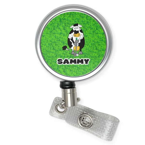 Custom Cow Golfer Retractable Badge Reel (Personalized)