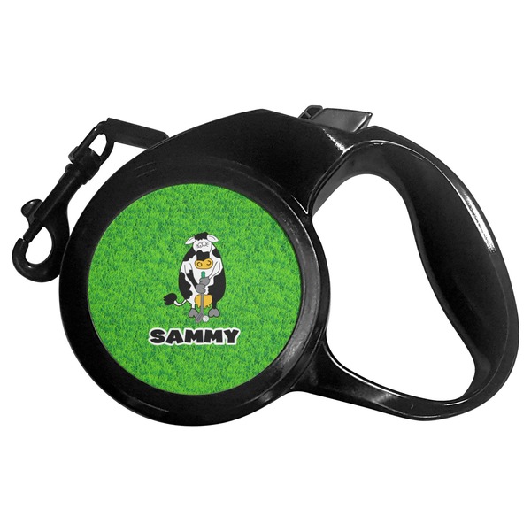 Custom Cow Golfer Retractable Dog Leash (Personalized)