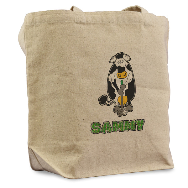 Custom Cow Golfer Reusable Cotton Grocery Bag (Personalized)