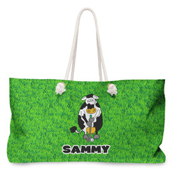 Cow Golfer Large Tote Bag with Rope Handles (Personalized)
