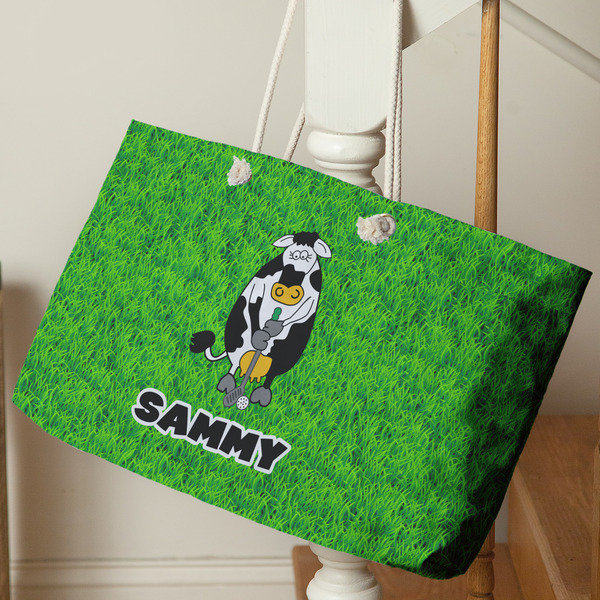 Cow Golfer Large Rope Tote - Life Style