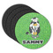 Cow Golfer Round Rubber Backed Coasters - Set of 4 (Personalized)