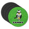 Cow Golfer Round Rubber Backed Coasters - Set of 4 (Personalized)
