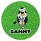 Cow Golfer Round Rubber Backed Coaster (Personalized)