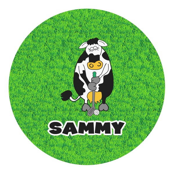 Custom Cow Golfer Round Decal (Personalized)