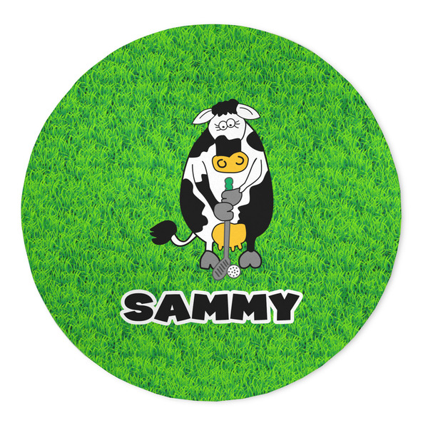 Custom Cow Golfer 5' Round Indoor Area Rug (Personalized)