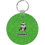 Cow Golfer Round Plastic Keychain (Personalized)