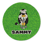 Cow Golfer Round Linen Placemat - Single Sided (Personalized)