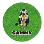 Cow Golfer Round Linen Placemat (Personalized)