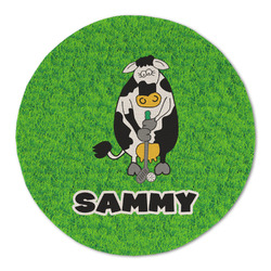 Cow Golfer Round Linen Placemat (Personalized)