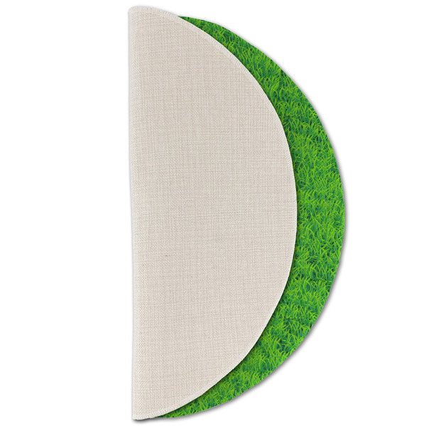 Cow Golfer Round Linen Placemats - HALF FOLDED (single sided)