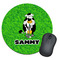 Cow Golfer Round Mouse Pad