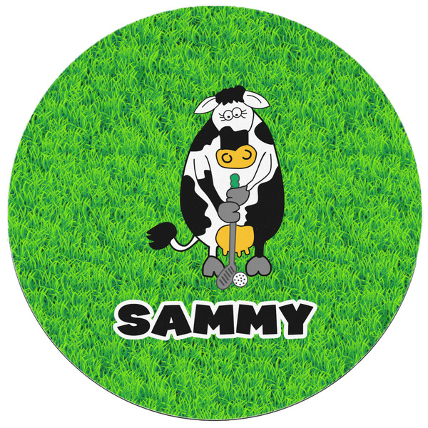 Cow Golfer Round Mousepad - APPROVAL
