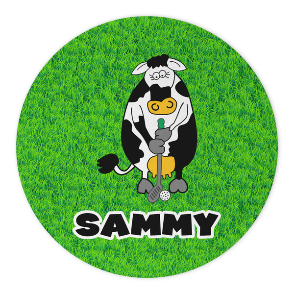 Cow Golfer Round Paper Coaster - Approval