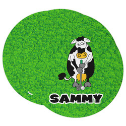 Cow Golfer Round Paper Coasters w/ Name or Text