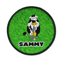 Cow Golfer Iron On Round Patch w/ Name or Text