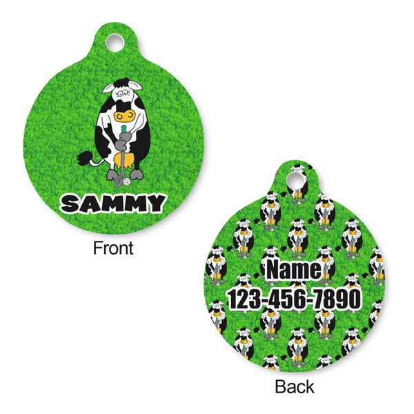 Cow Golfer Round Pet ID Tag - Large - Approval