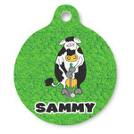 Cow Golfer Round Pet ID Tag - Large (Personalized)