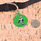 Cow Golfer Round Pet ID Tag - Large - In Context