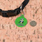 Cow Golfer Round Pet ID Tag - Small - In Context