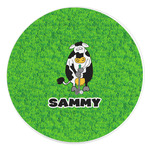 Cow Golfer Round Stone Trivet (Personalized)