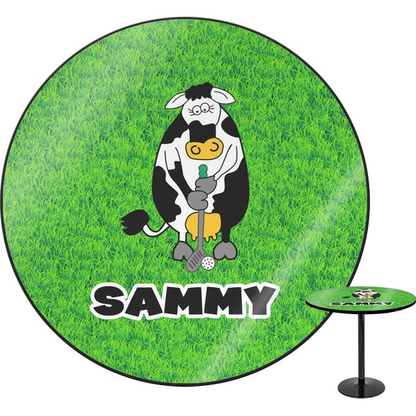 Custom Cow Golfer Round Table - 30" (Personalized)