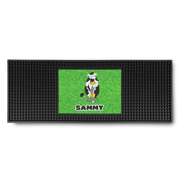 Custom Cow Golfer Rubber Bar Mat (Personalized)
