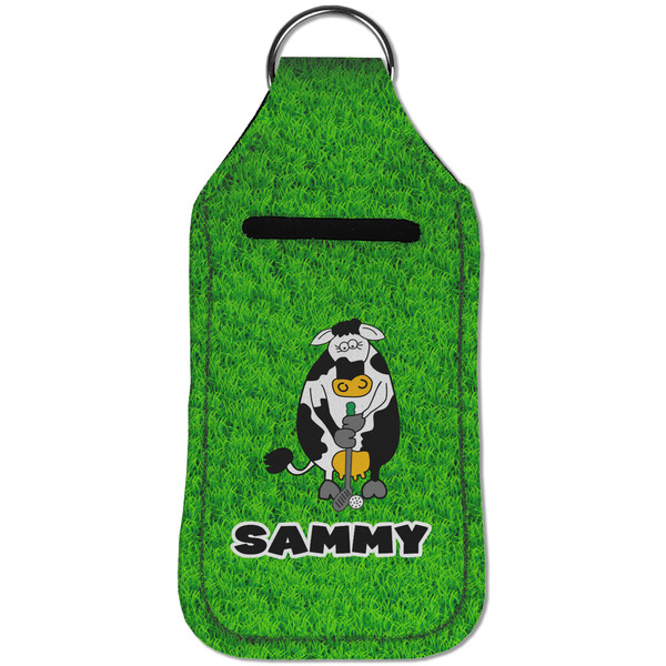 Cow Golfer Sanitizer Holder Keychain - Large (Front)