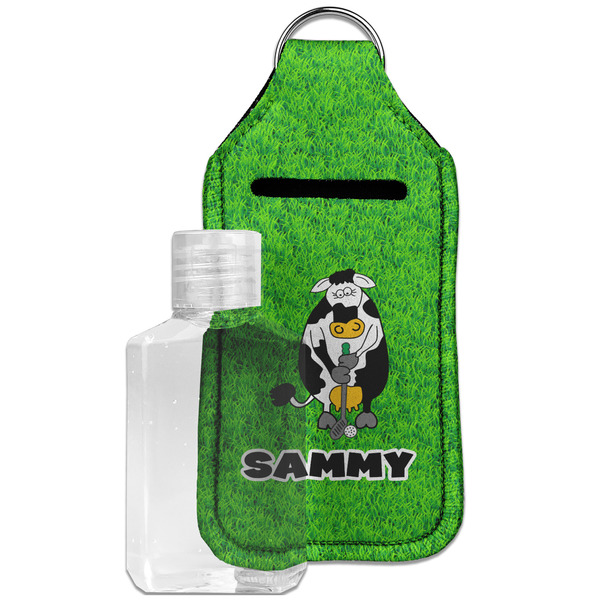 Custom Cow Golfer Hand Sanitizer & Keychain Holder - Large (Personalized)