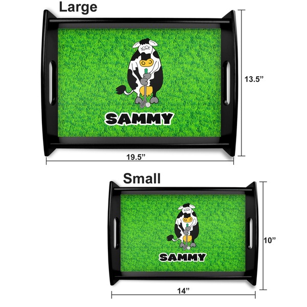 Cow Golfer Serving Tray Black Sizes