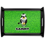 Cow Golfer Black Wooden Tray - Small (Personalized)