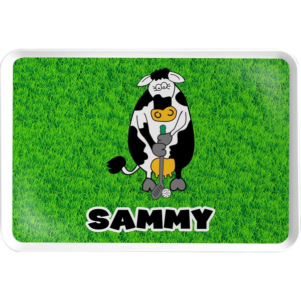 Custom Cow Golfer Serving Tray (Personalized)