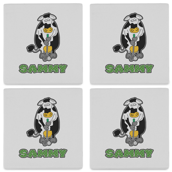 Cow Golfer Set of 4 Sandstone Coasters - See All 4 View