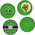 Cow Golfer Set of 4 Glass Lunch / Dinner Plate 10" (Personalized)