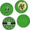 Cow Golfer Set of 4 Glass Lunch / Dinner Plate 10" (Personalized)