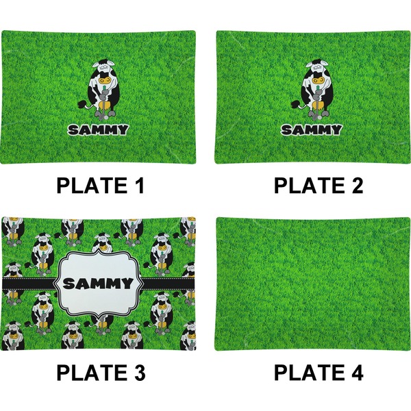 Cow Golfer Set of Rectangular Appetizer / Dessert Plates (Approval)